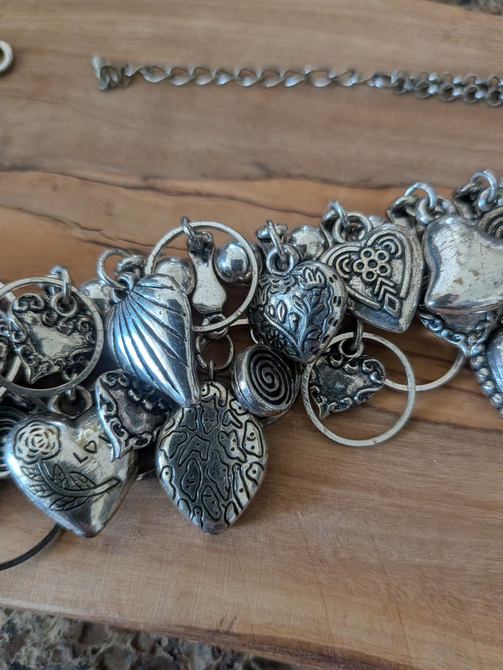 Silvertone Heart Charm Necklace